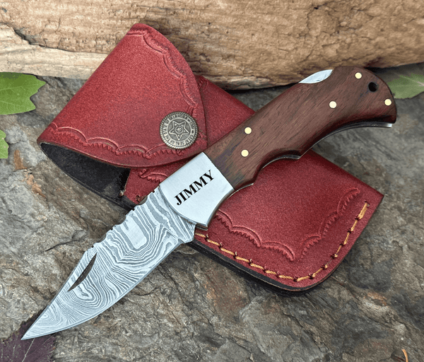Personalized Damascus Pocket Knife - Gifts for guy friends made simple. Find unique gift Ideas for guys friends. Gifts for guys in their 20s.