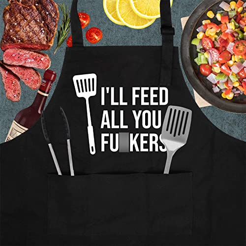 "I Will Feed All of You" Apron - Gifts for guy friends made simple. Find unique gift Ideas for guys friends. Gifts for guys in their 20s.