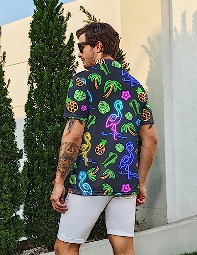 Hawaiian Neon Flamingo Men's Golf Shirt - Gifts for guy friends made simple. Find unique gift Ideas for guys friends. Gifts for guys in their 20s.