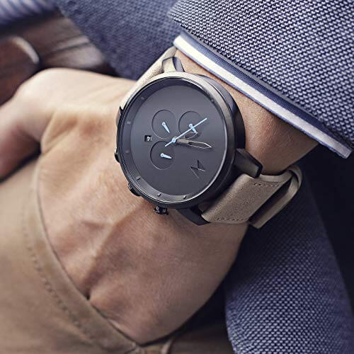 MVMT Chrono Men's Gunmetal Sandstone Stainless Steel Case Watch with Sandstone Leather Strap - Gifts for guy friends made simple. Find unique gift Ideas for guys friends. Gifts for guys in their 20s.